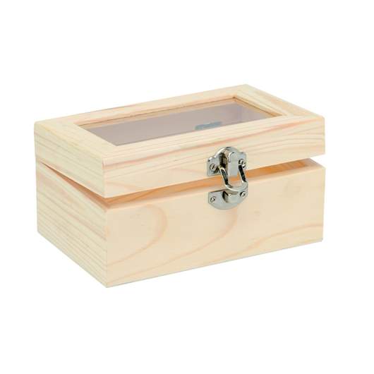 Wooden box with glass insert 15x10x8cm
